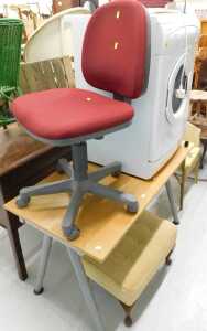 Various furniture, electrical items, etc., overstuffed stool, office chair, Hotpoint Aquarius...