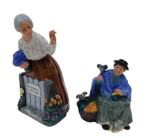 A Royal Doulton figure, Tuppence A Bag, HN2320, 23cm high, and another, Thank You. (2)