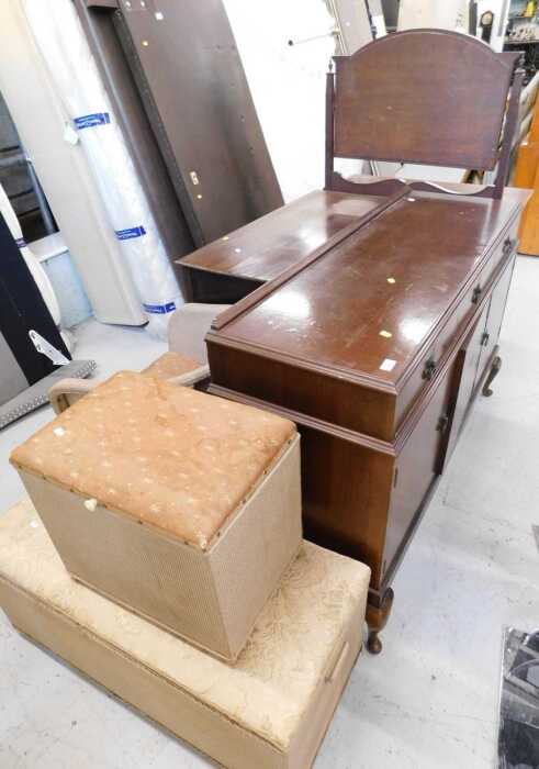 Various furniture, an Edward Day Lloyd Loom style towel box, Lloyd Loom style chair, blanket box,...