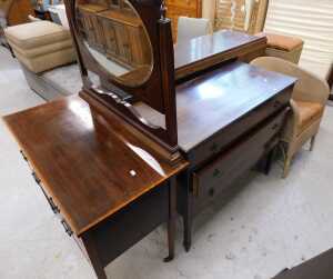 Various furniture, an Edward Day Lloyd Loom style towel box, Lloyd Loom style chair, blanket box,... - 2