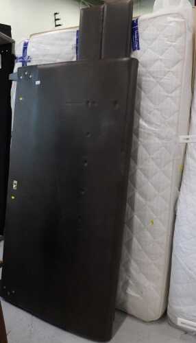 A 54" wide brown leather finish double bed surround, comprising headboard, footboard and...