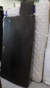 A 54" wide brown leather finish double bed surround, comprising headboard, footboard and...