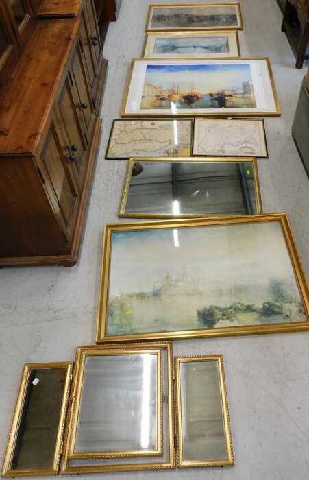 Various pictures, prints, Old Masters, after Morden, map of Middlesex, further map, etc. (a...