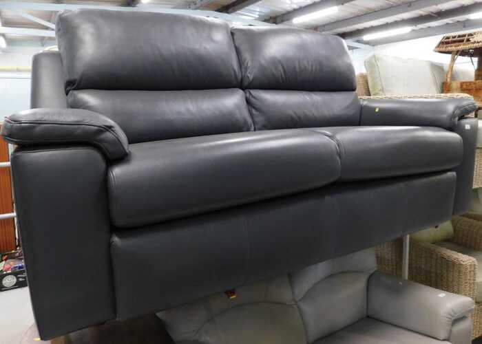 A three seater settee, in grey leather.