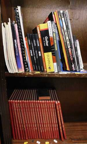 Various books, music related, Guitar All in One, Rock Guitar Manual, various other books,...