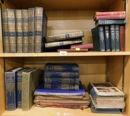 Books, Cassell's History of England, classics, The Children's Encyclopaedia, etc. (2 shelves)