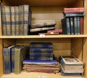 Books, Cassell's History of England, classics, The Children's Encyclopaedia, etc. (2 shelves)