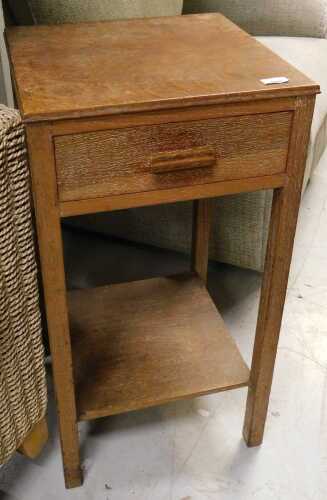 A 20thC limed oak side table, with single drawer.