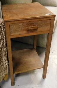A 20thC limed oak side table, with single drawer.