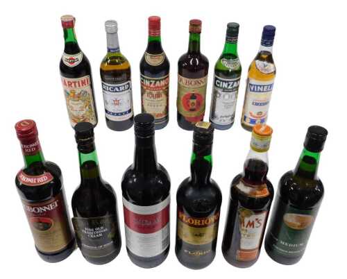 A bottle of Cinzano Rosso 1757, others to include Cream Sherry, Vermouth, etc. (a quantity)