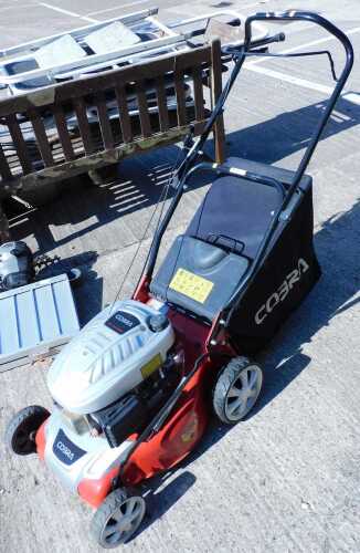 A Cobra 98.5cc OHV engine rotary lawn mower, with grass box.
