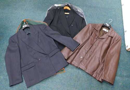 Various clothes, gentleman's striped suit, etc. (a quantity)