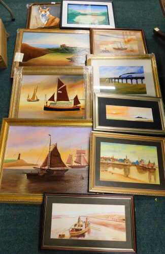 R Atkinson (20thC). Various pictures, fox, oil on canvas, signed, various other signed pictures,...