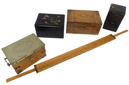 An early 20thC oak casket, of rectangular form with metal mounts and teardrop side handle, with...