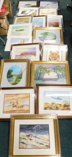 R Atkinson (20thC). Various pictures, landscapes, oil on canvas, trees, various others, etc. (a...