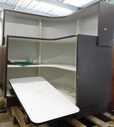 A corner style unit, and a low trolley. (2)