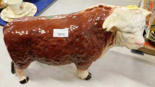 A Melbaware pottery Hereford bull.