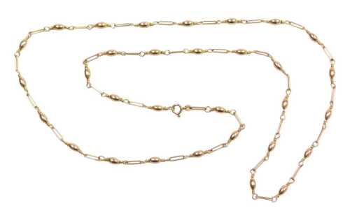 A 9ct gold fancy link neck chain, with ball and bar design, 80cm long, 16.9g.