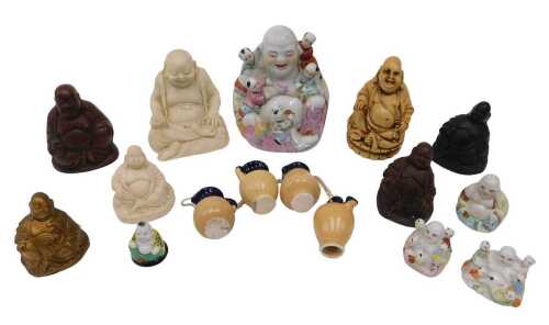 Various Buddha ornaments, to include early to mid 20thC Chinese example, surrounded by children,...