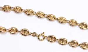 A 9ct gold mariner link necklace, with puffed anchor design and bolt ring clasp, 60cm long, 20g. - 2