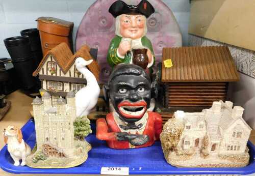 A Charrington's Lancaster characterware jug, together with musical boxes, Lilliput Lane...