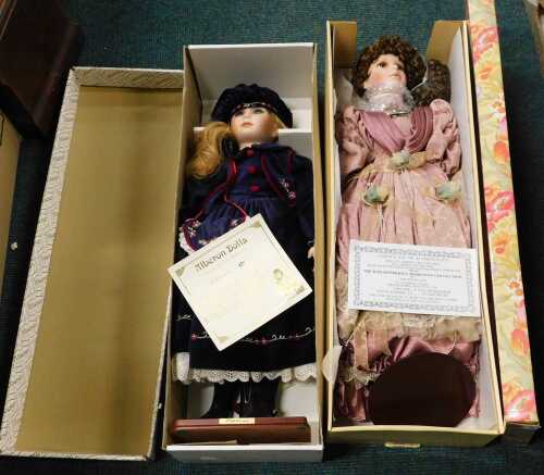 A boxed Knightsbridge Heirloom collection ceramic doll, number 431/2500, together with an...