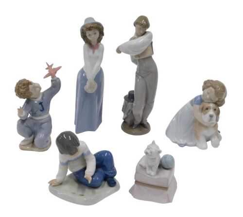 Various Nao figures, to include Duende 1449, 26cm high, various other Nao figures, child with...