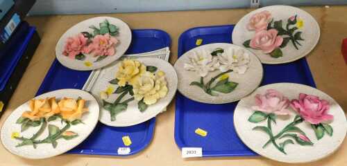 Six Franklin Mint Heirloom Recommendation Capodimonte plates, to include Lavender Roses, and...