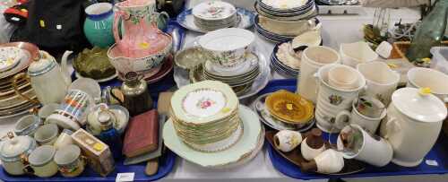 Various pottery and effects, household china, etc., Maling jug, similar design bowl, part dinner...