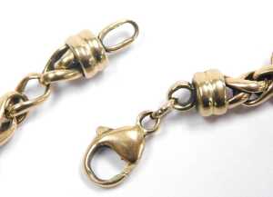 A 9ct gold twisted wheat style link bracelet, yellow metal stamped 9kt, 18cm long, 15.5g. - 2
