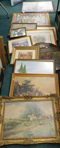 Framed pictures and prints, including shipping, landscapes, etc. (contents under 1 table)