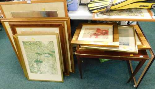 Framed pictures and prints, to include woodland scene, ballet dancers, and a print of Turner's...