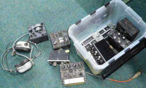 Various militaria, together with a pair of Silek pilot's headphones.