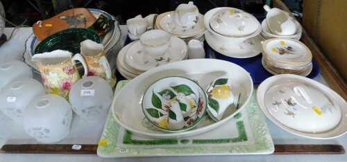 A Victoria pottery part dinner set with pheasants, including cups, tureens, sauce boat, etc.,...