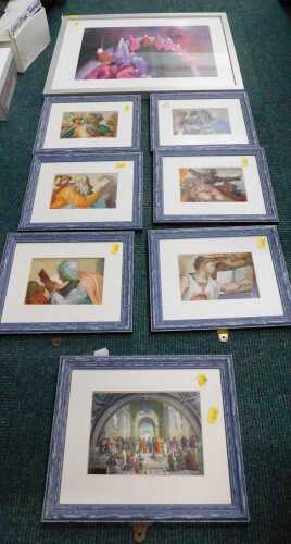 Framed pictures and prints, to include a set of prints, Old Masters.