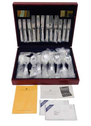 A Viner's Viscount pattern canteen of cutlery, part settings for six, 39cm wide.