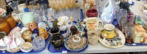 Ceramics and glassware, to include part tea sets, plates, vases, wine glasses, sherry glasses,...