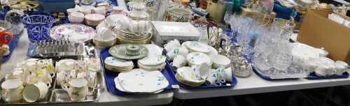 Ceramics and glassware, to include Wedgwood, Delphine china part tea set, a Crownford's Queens...