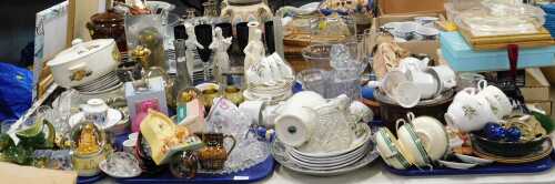 Ceramics and houseware, to include a Pendelfin musical snow globe, Disney snow globes, figurines,...