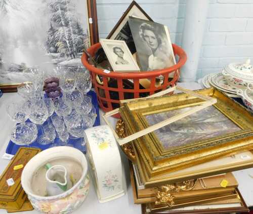 Glassware and ceramics, to include Champagne glasses, sherry glasses, wine glasses, a quartz...