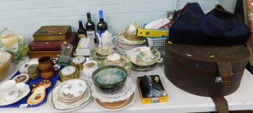 Ceramics and housewares, to include part tea sets, plates, cups, bottle of Harvey's Bristol...