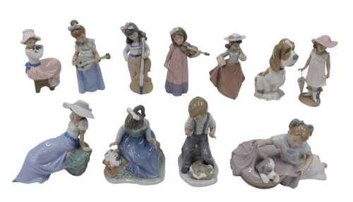 Various Nao figures, to include Time to Sleep, number 1417, 16cm high, various other similar Nao...
