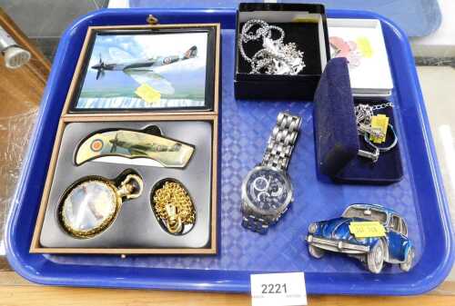 Costume jewellery, consisting of necklaces, brooches, Volkswagen cuff links and Volkswagen...