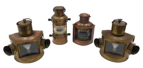 Various copperware, starboard light, various other ship's lanterns, lights, 25cm high, etc. (a...