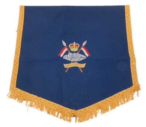 A Junior Leader's RAC armoured corps regimental penant or banner, with raised outline and...