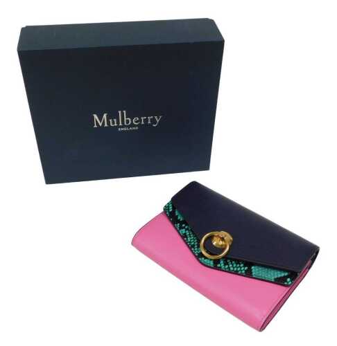 A Mulberry Harlow medium wallet, in silky calf, in raspberry pink, with tag, 16cm wide, with...
