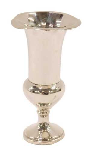 A 20thC silver Campana shaped urn vase, of plain form on inverted stem and circular foot, marks...