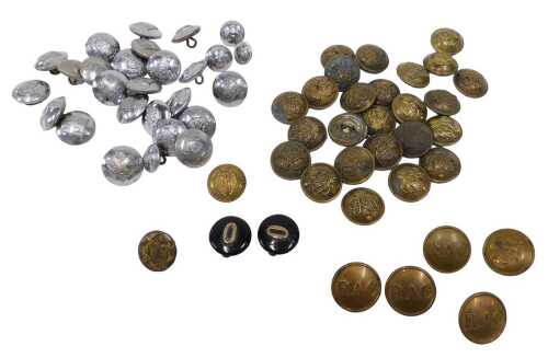 Various military and other brass buttons, to include Durham Bradford West Riding Kent Fire...