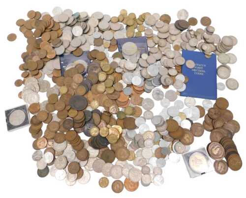 Various coins, a large quantity of GB, pre-decimal and world used, to include half crowns,...