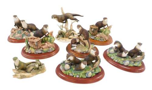 Various Border Fine Arts otter ornaments, to include Country Characters A1018 River Dance, on...